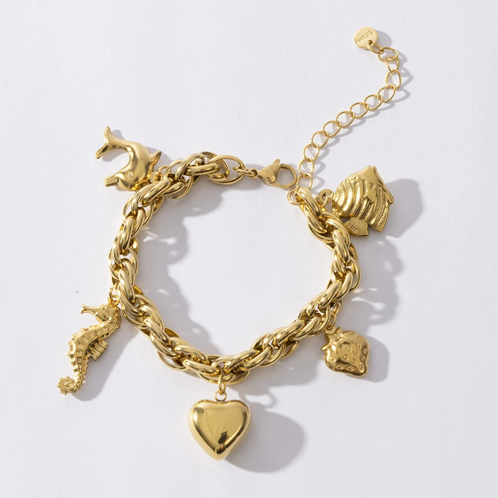 Stainless Steel Inspired Gold Plated Chunky Chain Bracelet For Women Jewelry Party Gifts 250807