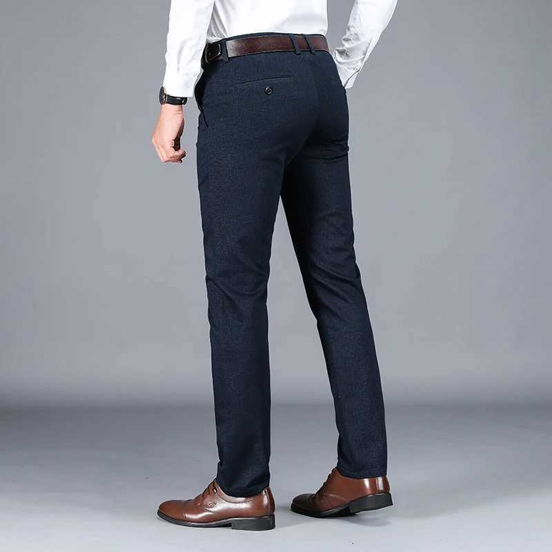 98% Cotton Mens Business Formal Office Trousers Classic Fashion Straight Stretch Casual Pants Solid Color Male W250812