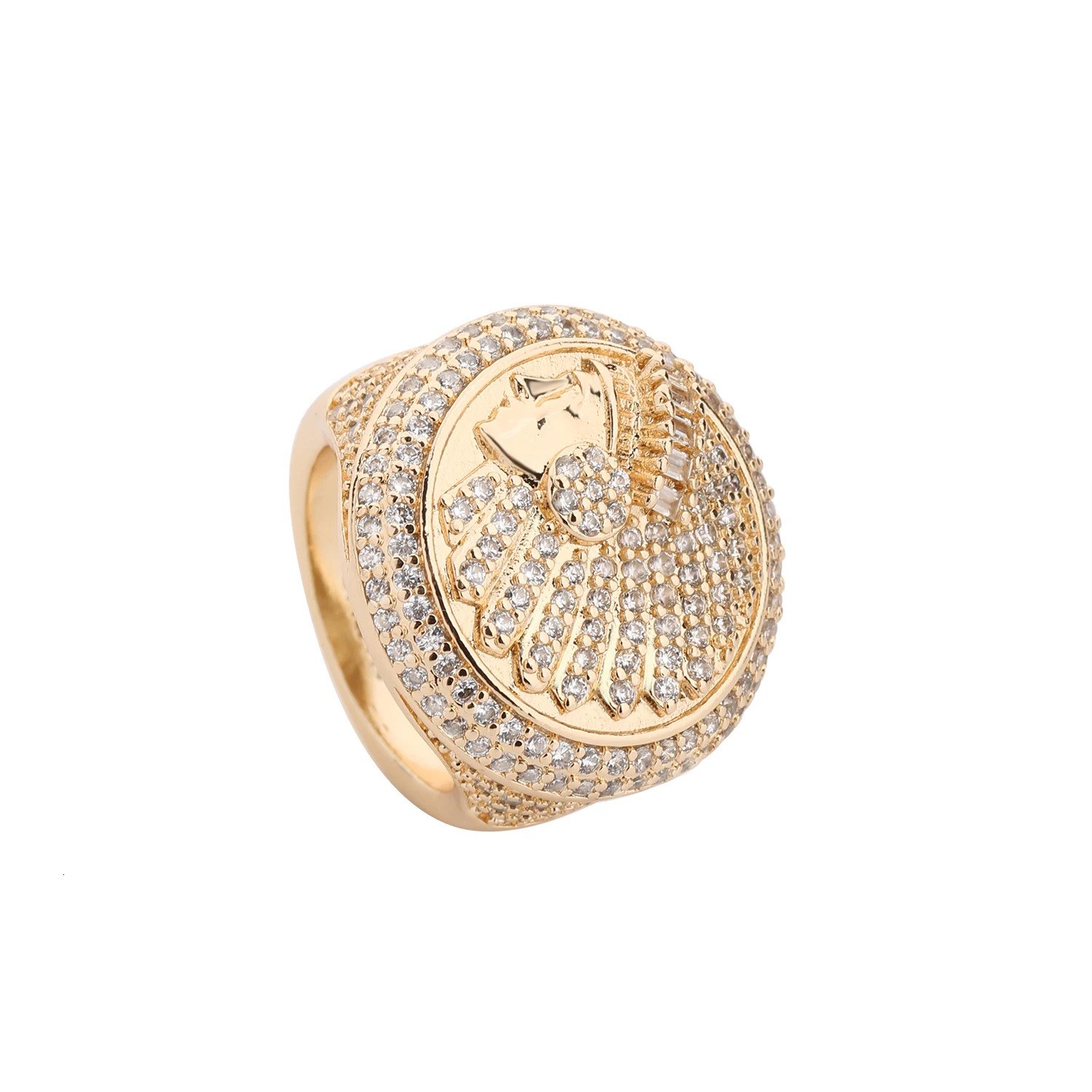 Hip Hop Flower Ring for Men and Women 14K Includes Religion Suitable for Screens Singers Trendy Round Ring for Men and Wo 250812