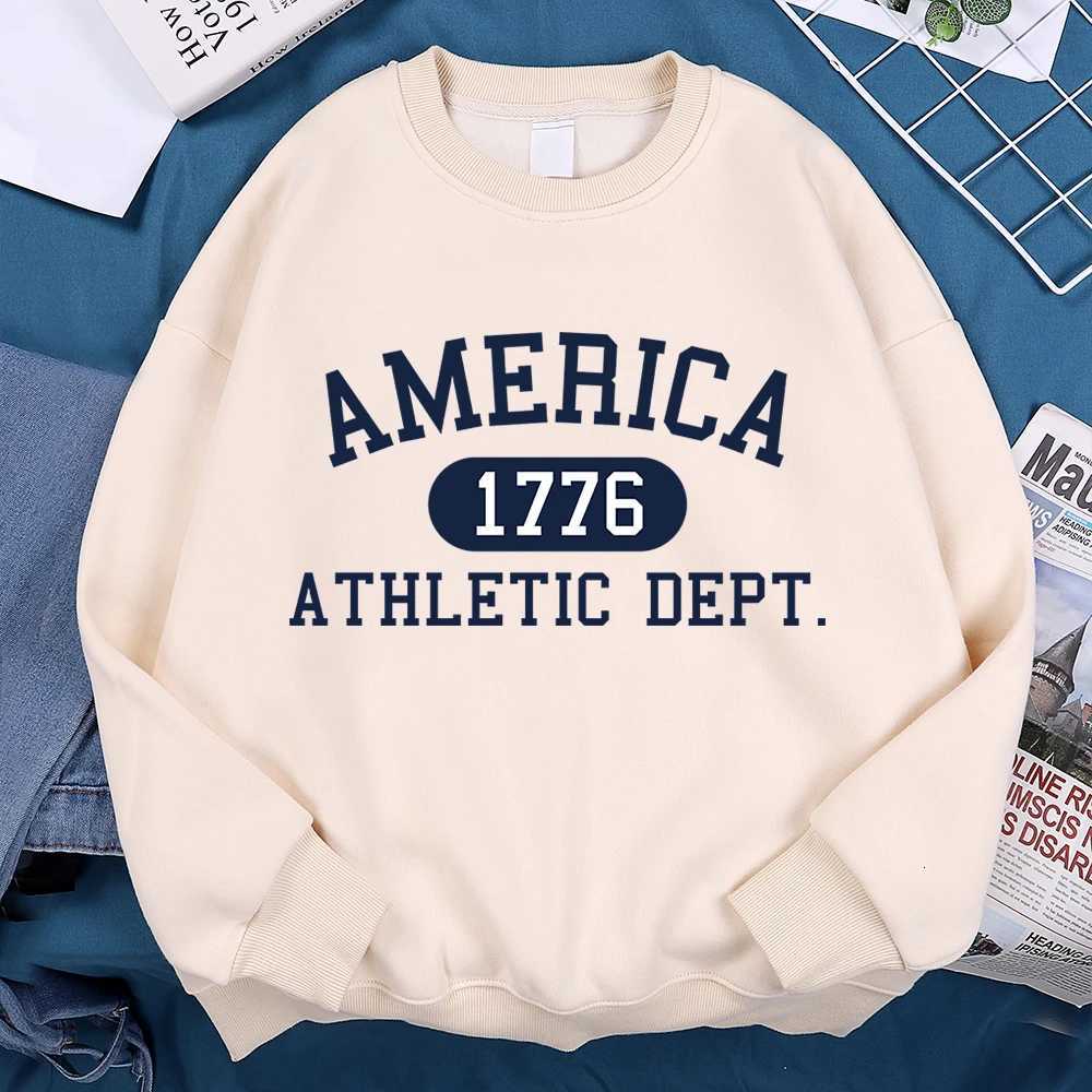America 1776 Athletic Dept Letter Hoodies Men Hip Hop Fleece Long Sleeves Pullover Clothes Autumn Loose Casual Hoody Women Y250811