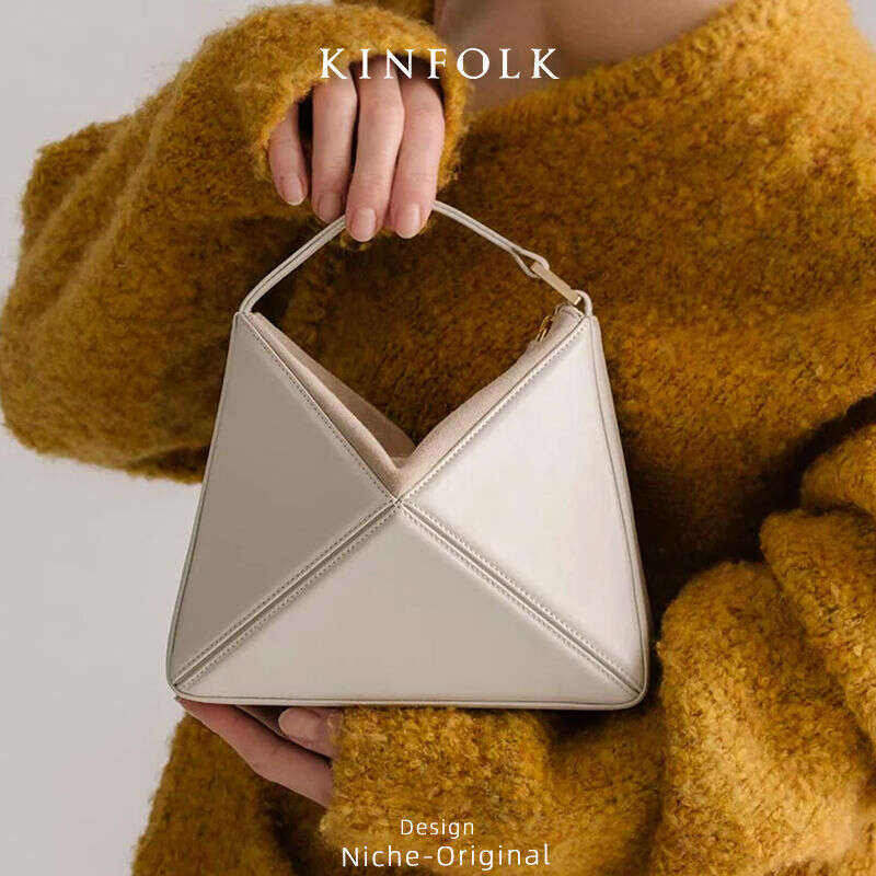 toteBag Shoulder bag ROSE NOIRE New Niche Design Turkish Multifunctional Color Block Foldable Triangle Handheld Tote Crossbody Bag