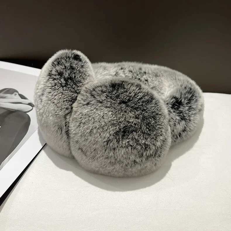 Real Rex Rabbit Fur Earmuffs for Women Winter Ear Warmers Soft Warm Furry Ear Muffs for Cold Weather XJ250812