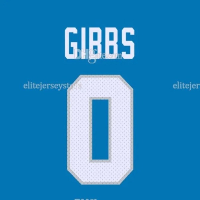Personalized Custom 0 Jahmyr Gibbs Football Jersey Jameson Williams Amon-Ra St. Brown Jared Goff Brian Branch Any Name Number Embroidered Letter Number Design