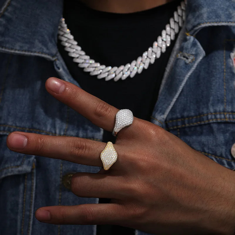 Full Diamond D Color VVS Hip-hop Mens Rings 925 Sterling Silver Top Quality Fashion Ring Fine Jewerly for Women Men 250812