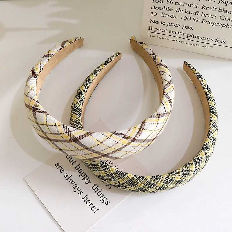 Autumn Soft w Plaid Cloth Sponge Padded Hairbands for Women Girls Casual Shopping piece Ins Fem Travel Wears X250812