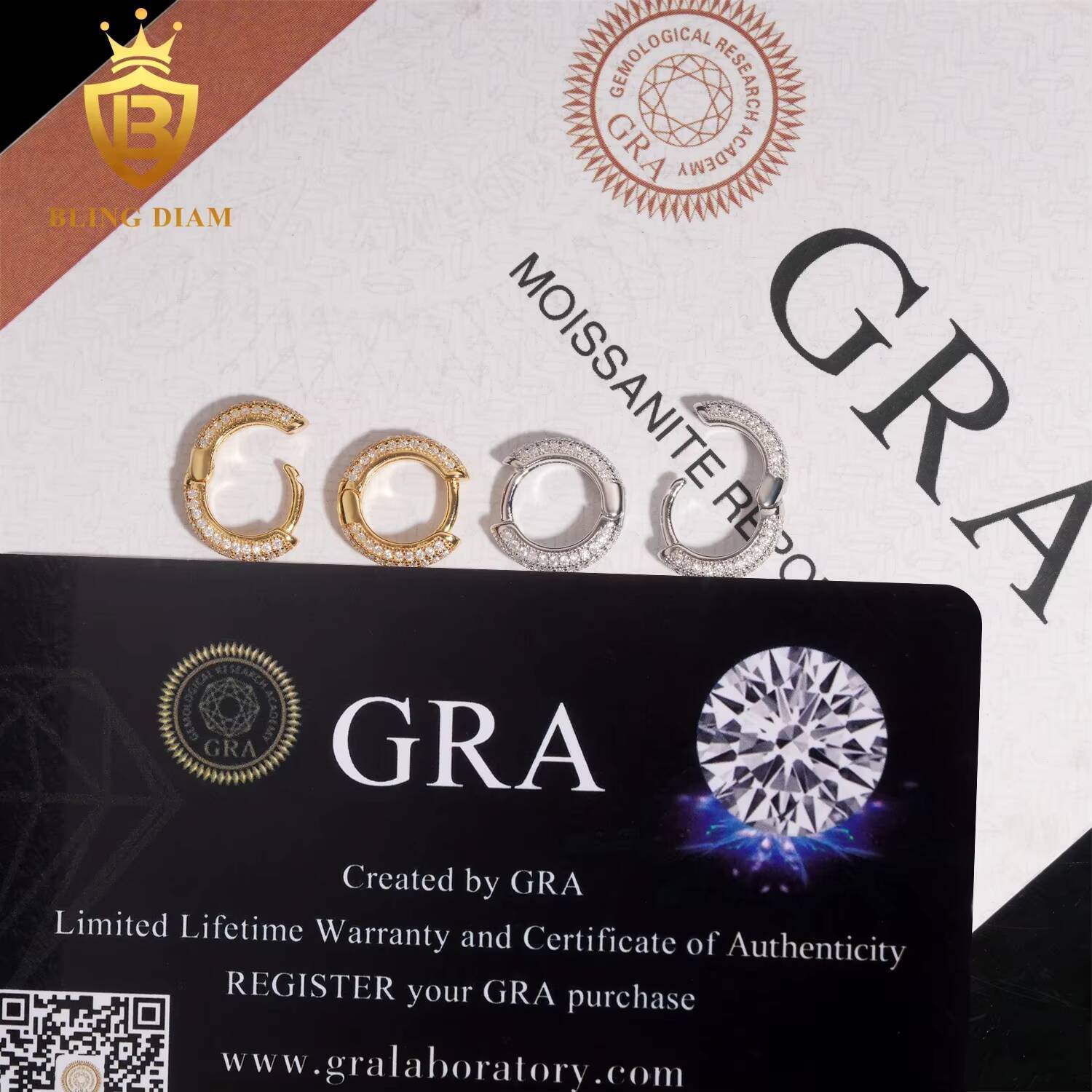 Pass Diamond Tester Stud Earrings Gold Plated 925 Sterling Silver Hoop Earrings Moissanite Men Women Earrings