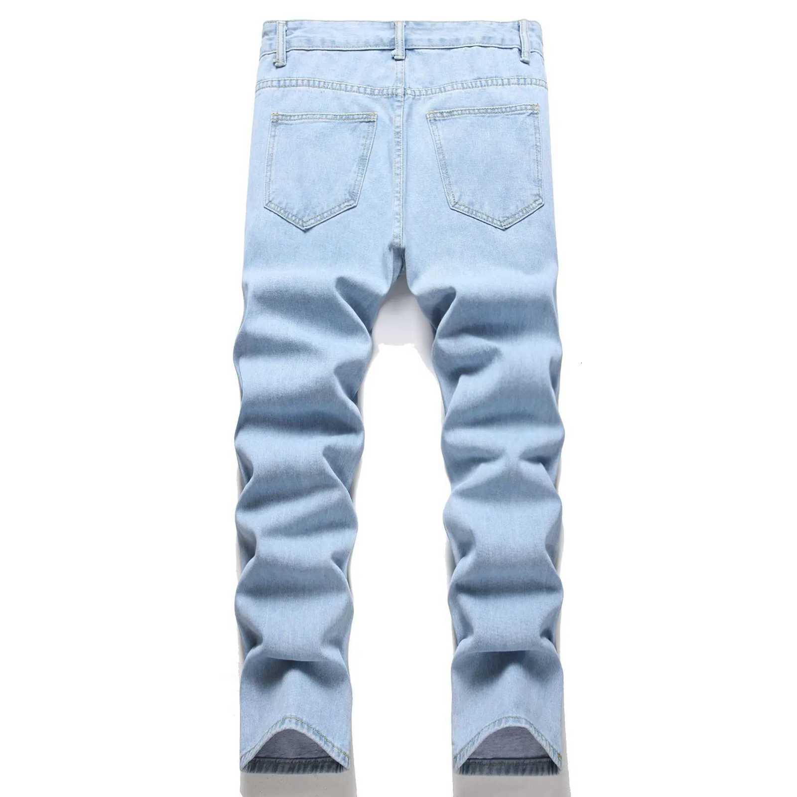 2024 High Street Mens Jeans Ankle Length Pants Denim Skinny Ripped Solid Vintage Wash Distressed Slim Fit Pockets X250812
