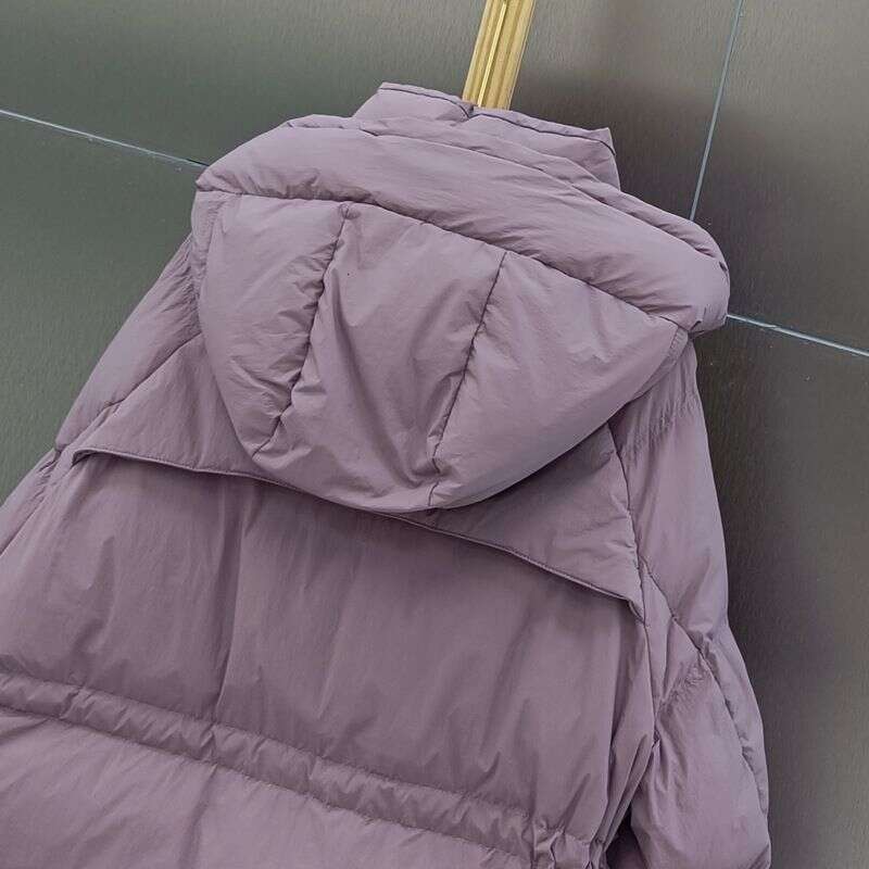 2025 Korean Version Waist Jacket For Women, Thickened Medium And Long, New Loose Hooded Solid Color White Duck Down