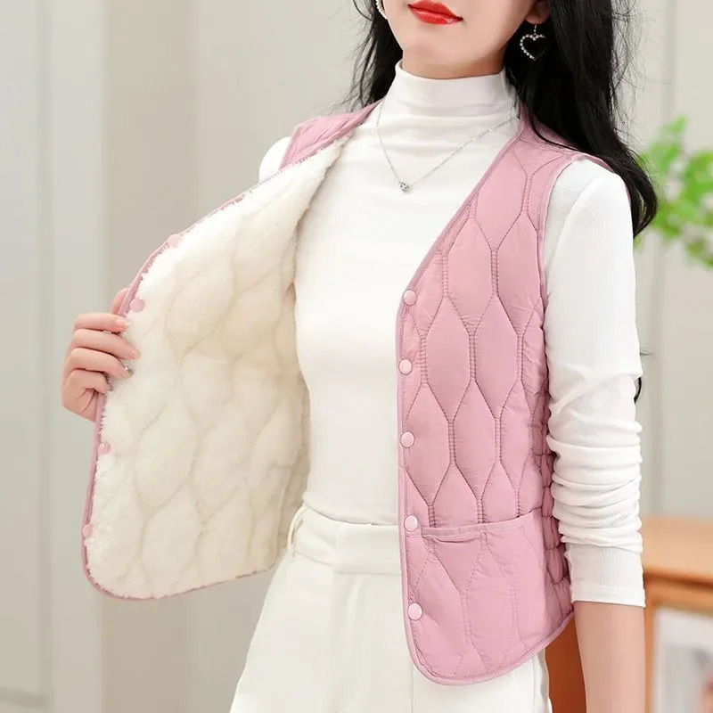 Autumn Down Cotton Solid Color V-neck Sleeveless Vest With Lightweight Warm And Slim Fit Comfortable Versatile Base Vests 250805