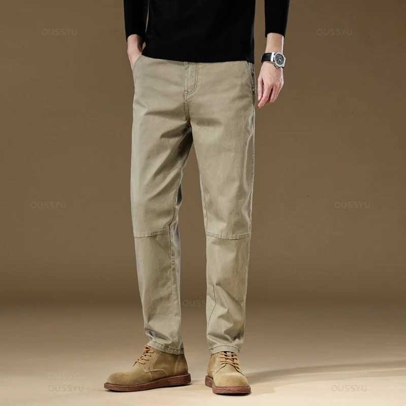 ousyu Brand Clothing 2025 New Mens Cargo Pants 97% Cotton Solid Color Work Wear Casual Pant Wide Korean Jogger Trousers Male X250812