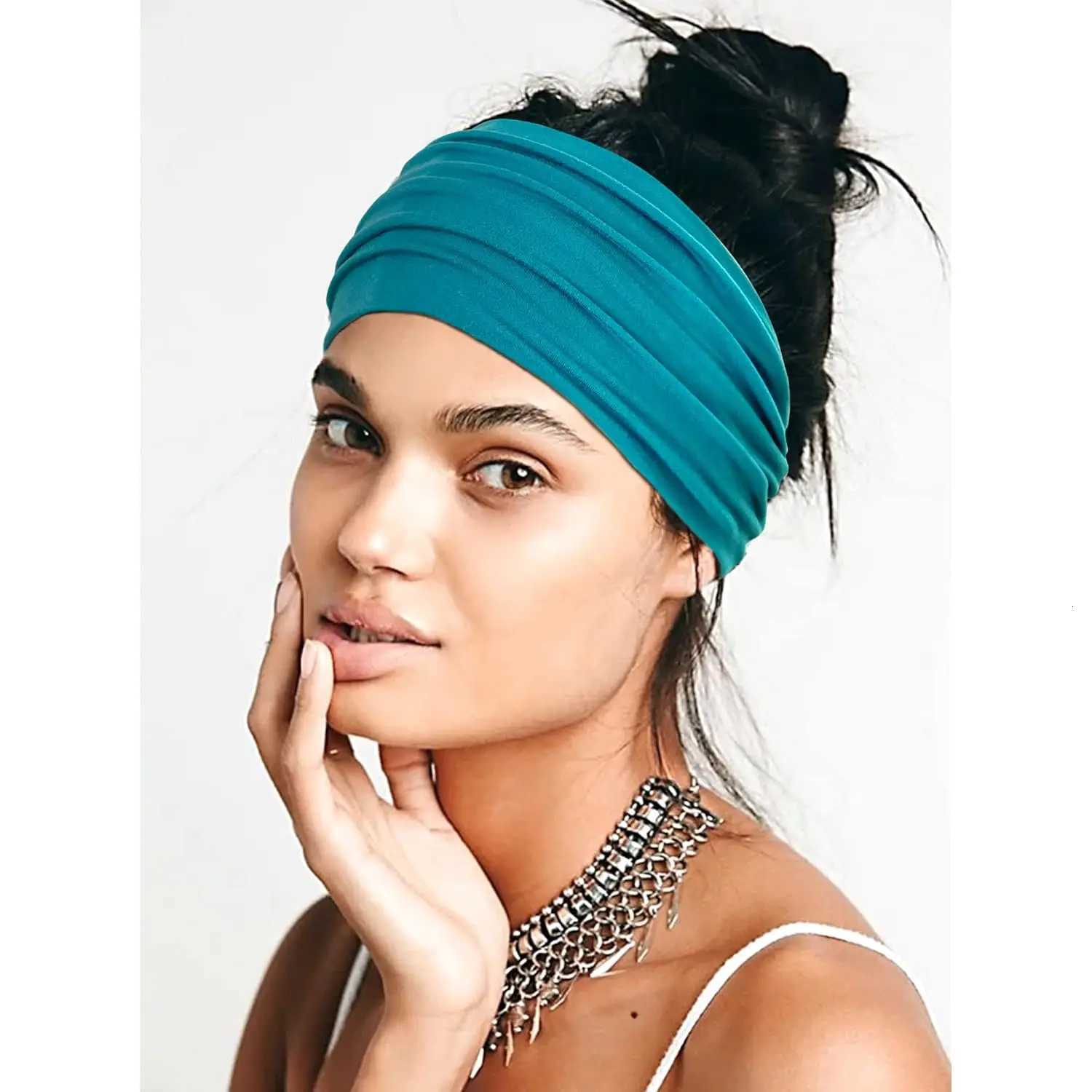 10pcs Hair Bands African Wide Hair Wrap Turban Twist Band for Women Large Sport Workout Stretch Non-slip Big Hair Bands X250812