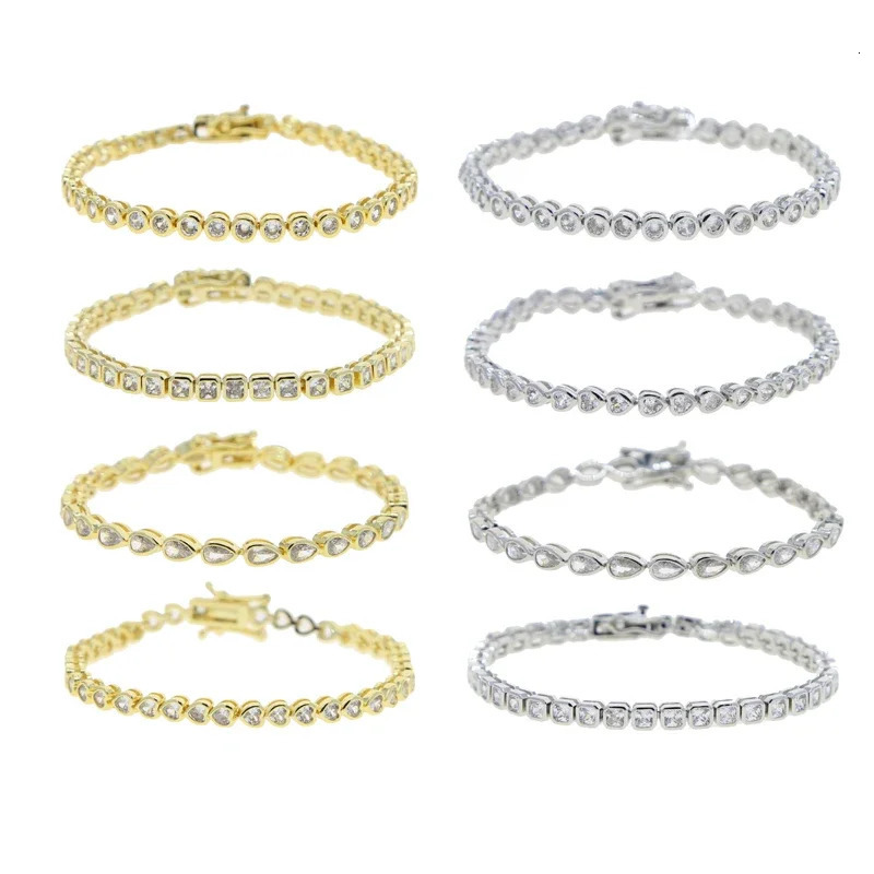 Geometric 4 Different Shape CZ Tennis Bracelets Micro Paved 5A Zirconia Gold Silver Color for Women Fashion Jewelry Trendy 250807