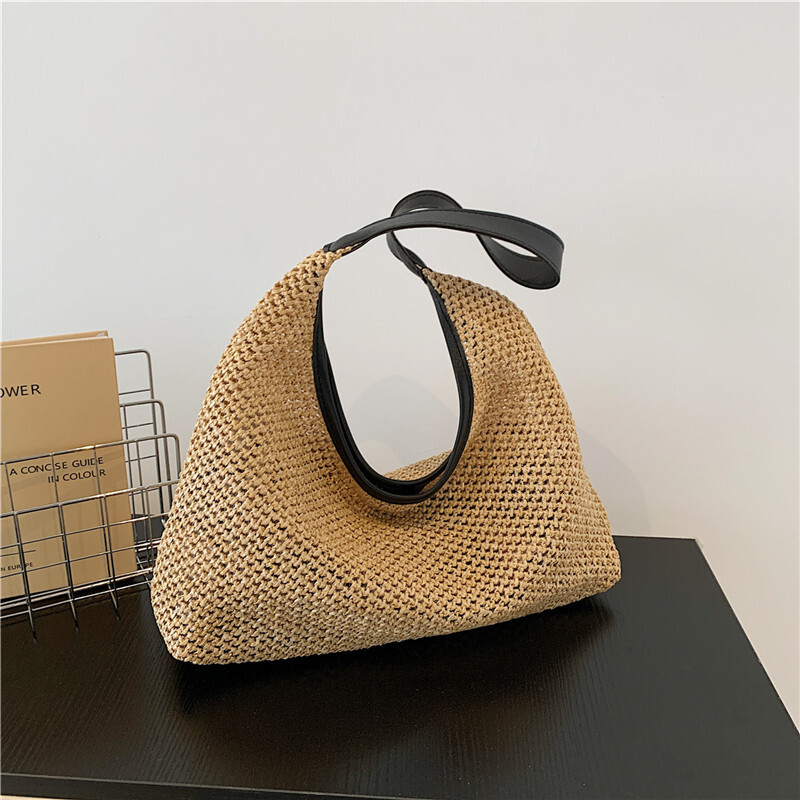Woven Large Capacity Stylish 2024 New Fashion Personality Trendy Straw Tote Underarm Single Shoulder Women's Bag