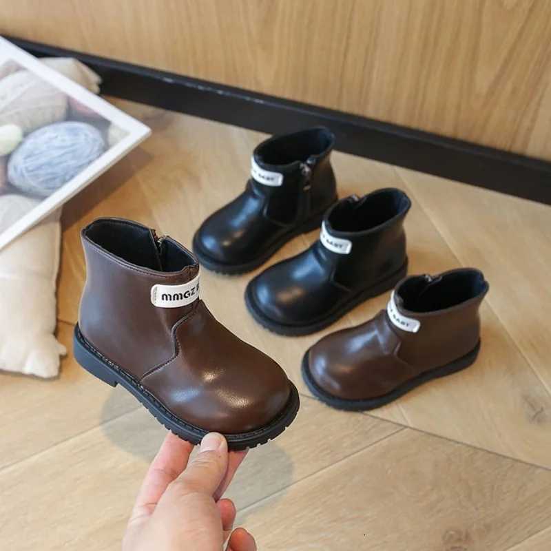2025 Autumn Winter New Children Leather Shoes for Girls Fashion British Style Soft Bottom Anti-slippery Versatile Short Boots XJ250812