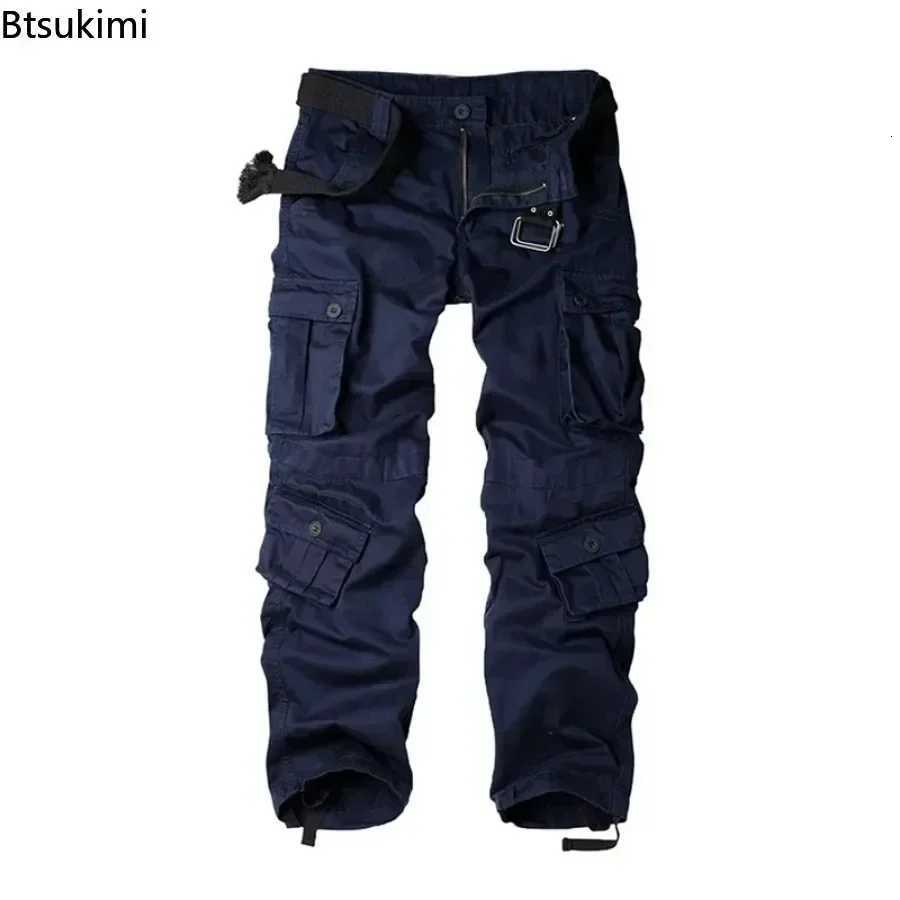 2025 Mens Cotton Cargo Pants Fashion Eight Pockets Sport Trousers Pants Male Oversize Loose Straight Streetwear Pants for Men X250812