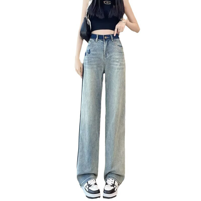 Womens High Waisted Jeans for Women Contrasting Letters Loose Fit Straight Leg Baggy Pants Z260313