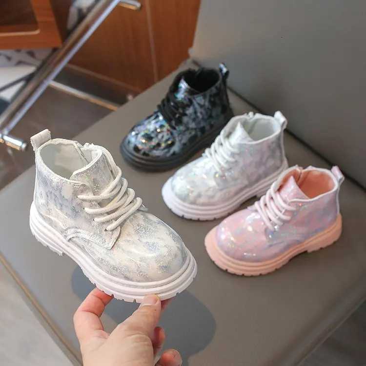 New Kids Boots Winter Children PU Leather Shoes Baby Girls Fashion Flat Boots Lightweight Waterproof Single Boots XJ250812