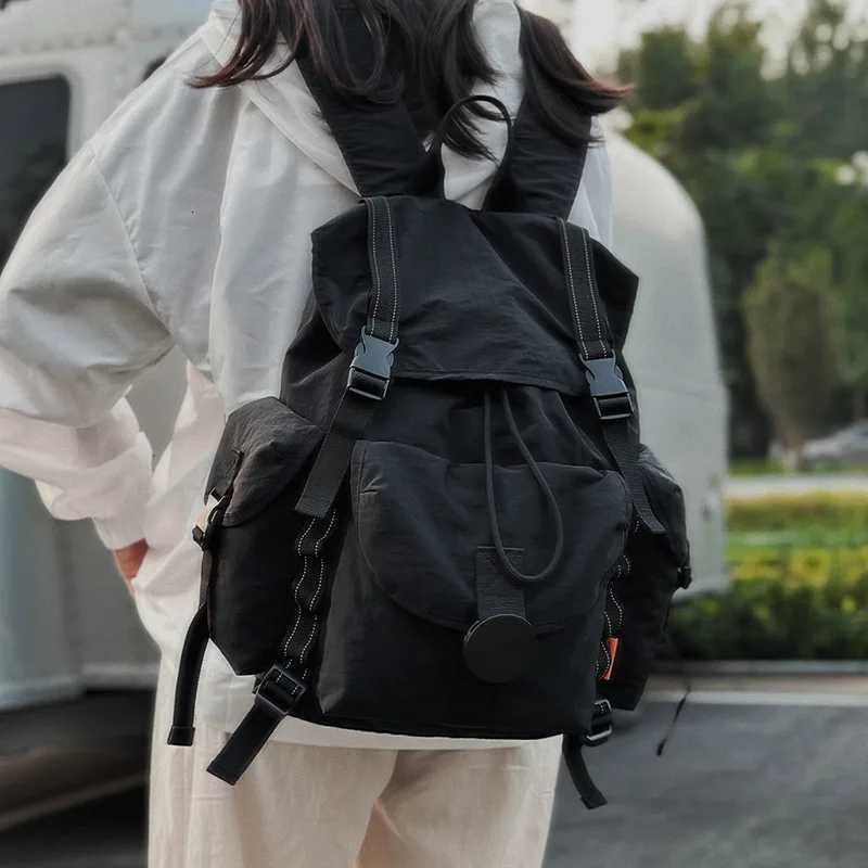 Outdoor Backpack Large Capacity Drawstring Flip Backpack Unisex Lightweight Travel Bag Camping Mountaineering Bag Computer Backpack Student School Bag
