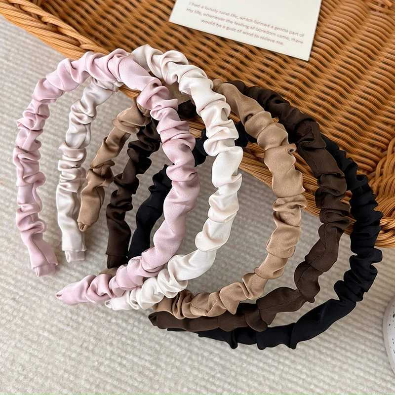 2023 New Solid Color Silky Satin Pleats Bands for Women Girls Elegant Hair Hoop Wash Face Hair Band Fashion Hair Accessories X250812