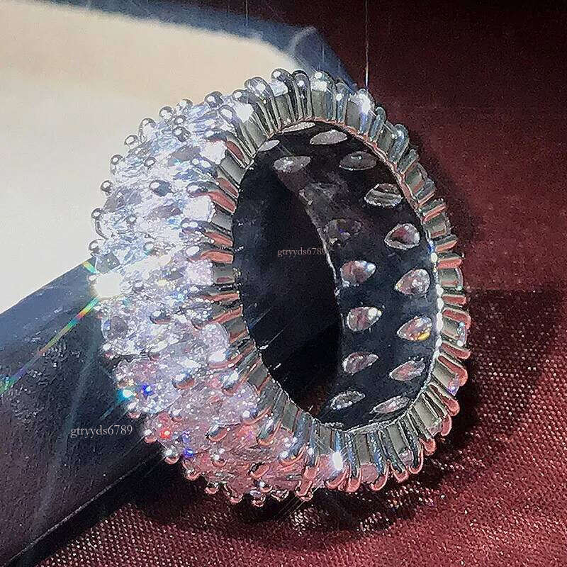 Moissanite Dia Gemstone Wedding For Women Men Inlay CZ Zircon Lovers Engagement Rings Party Gifts Fine Jewelry