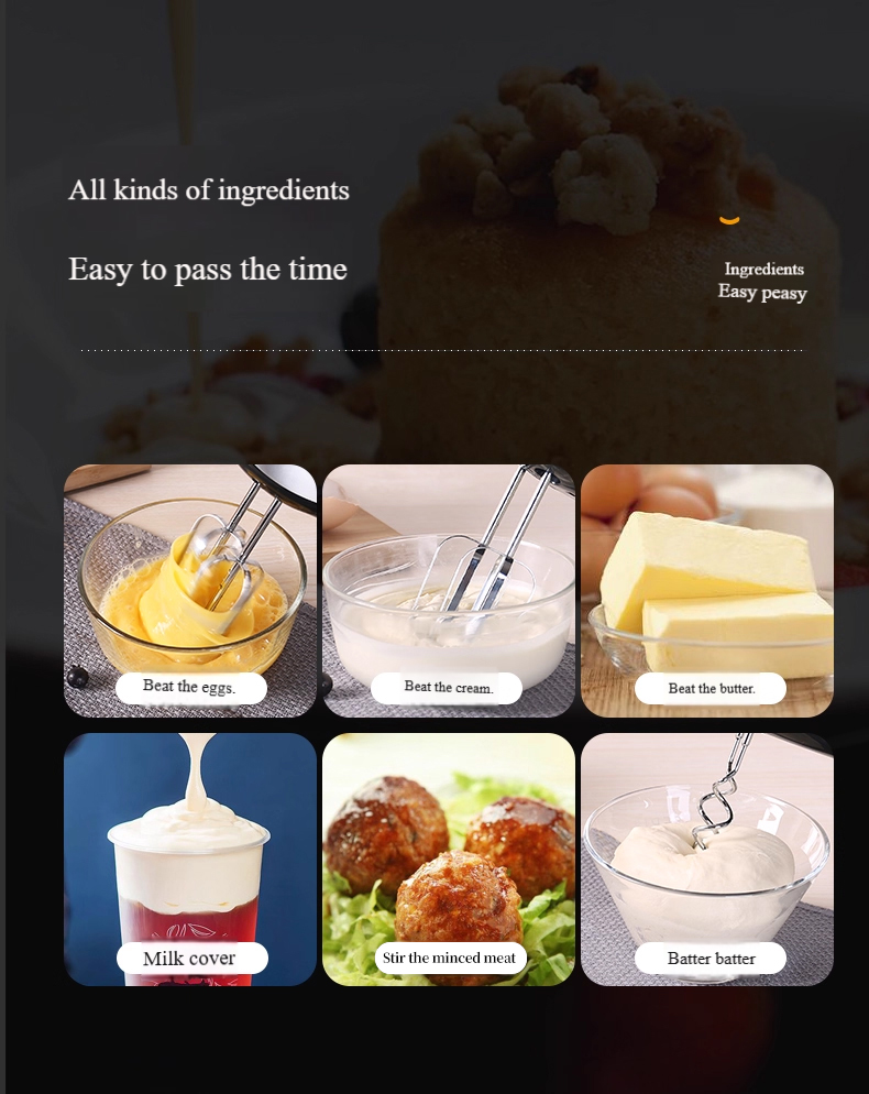 Multi-Speed Handheld Electric Mixer - Compact Egg Beater for Baking, Cream Whipping & Dough Mixing LY-602