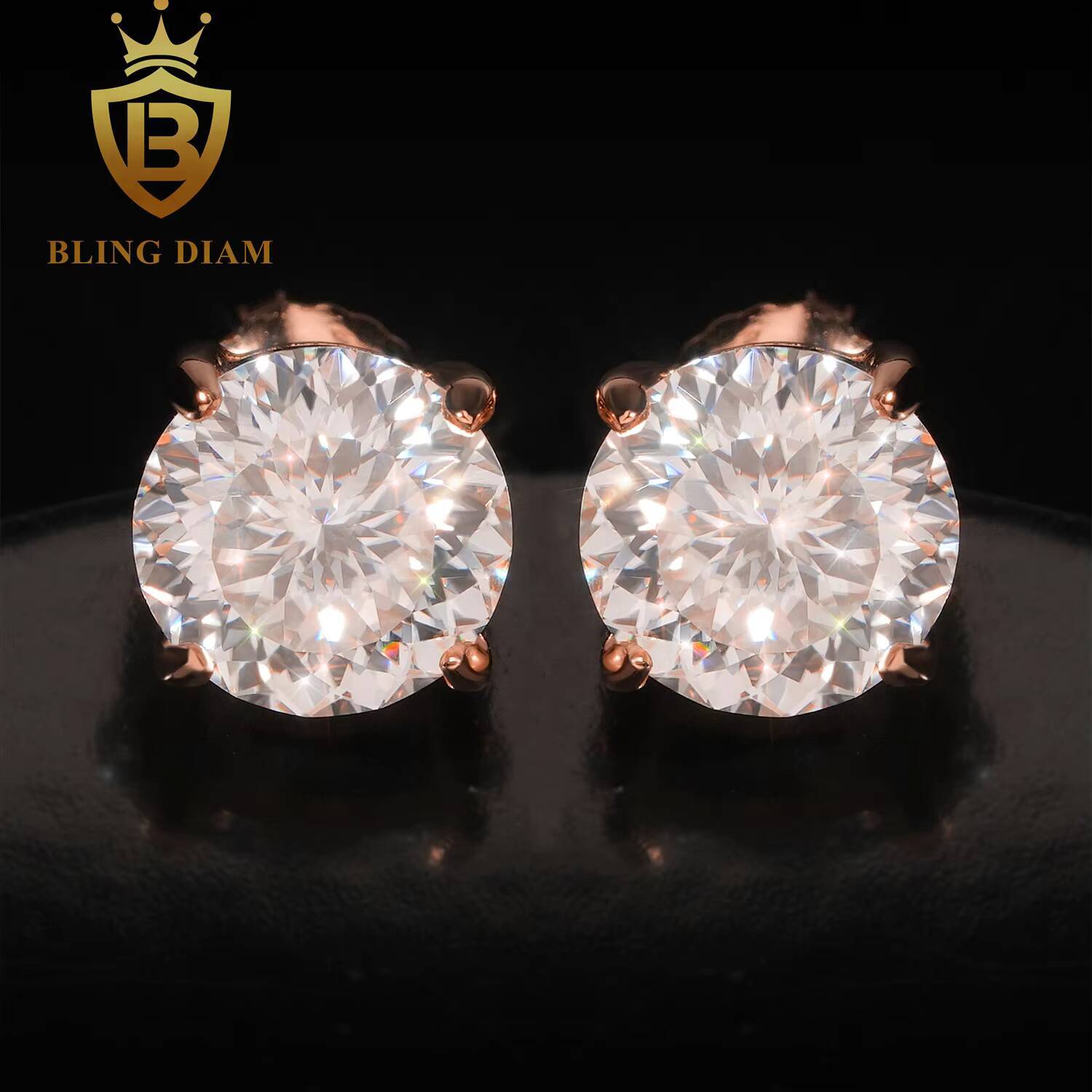 GRA Certificate 8mm Birds Nest Cut Moissanite Diamond Earrings 925 Sterling Silver Hip Hop Stud Earrings Set