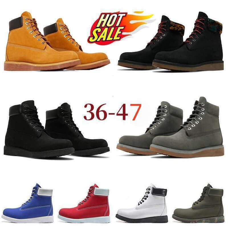 Designer tims boot luxury Boots Shoes Men Waterproof Ankle Classic Martin Casual Shoe Cowboy Red Blue Black Pink Hiking Motorcycle Boots Martin Casual size 36-47