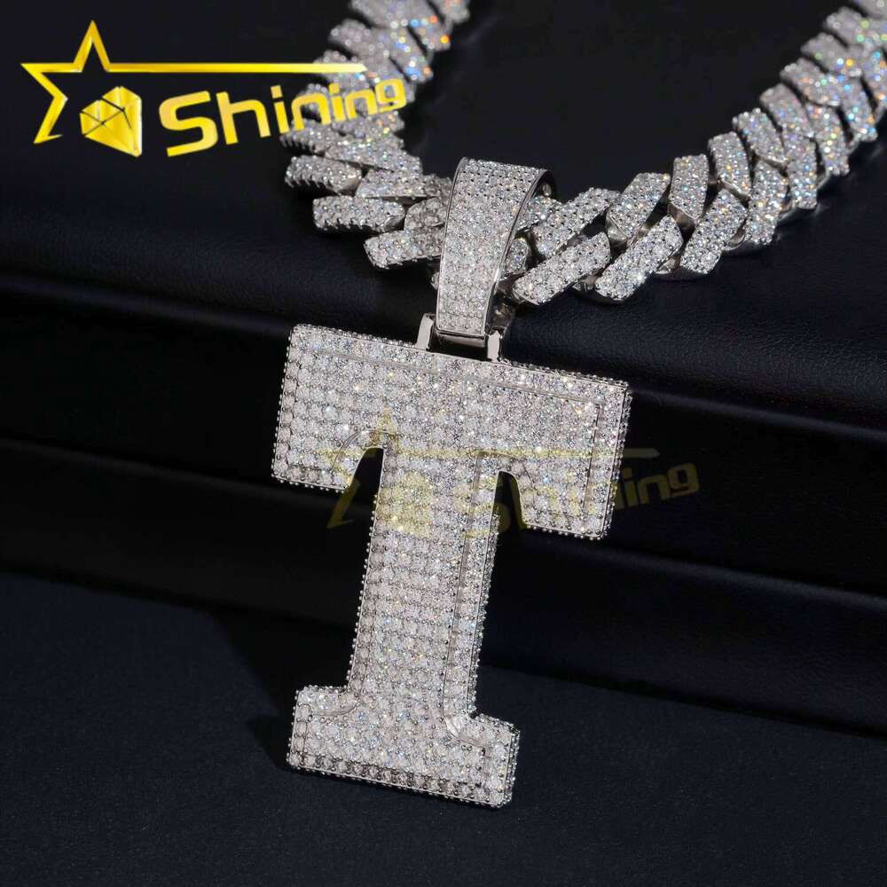 Hip Hop Vvs Moissanite Dia Iced Out Pass Dias Tester Sier Hot Sale Initial Letters Pendant Fine Jewelry