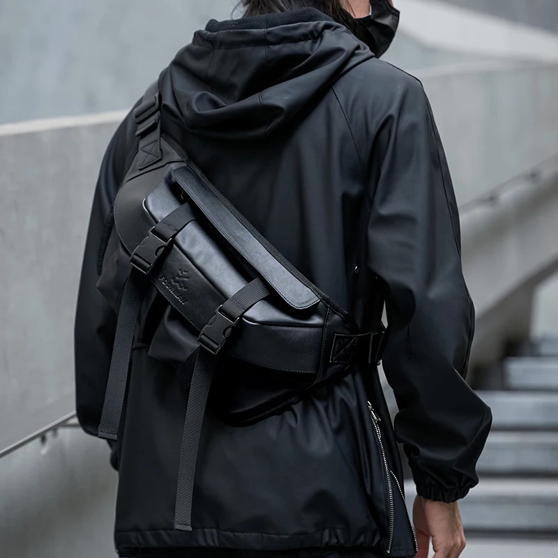 Ins ner Oxford leather Men Crossbody Bags Casual Sport Waterproof Teen Unisex Shoulder Bag Male Boy Fanny Pack 250811