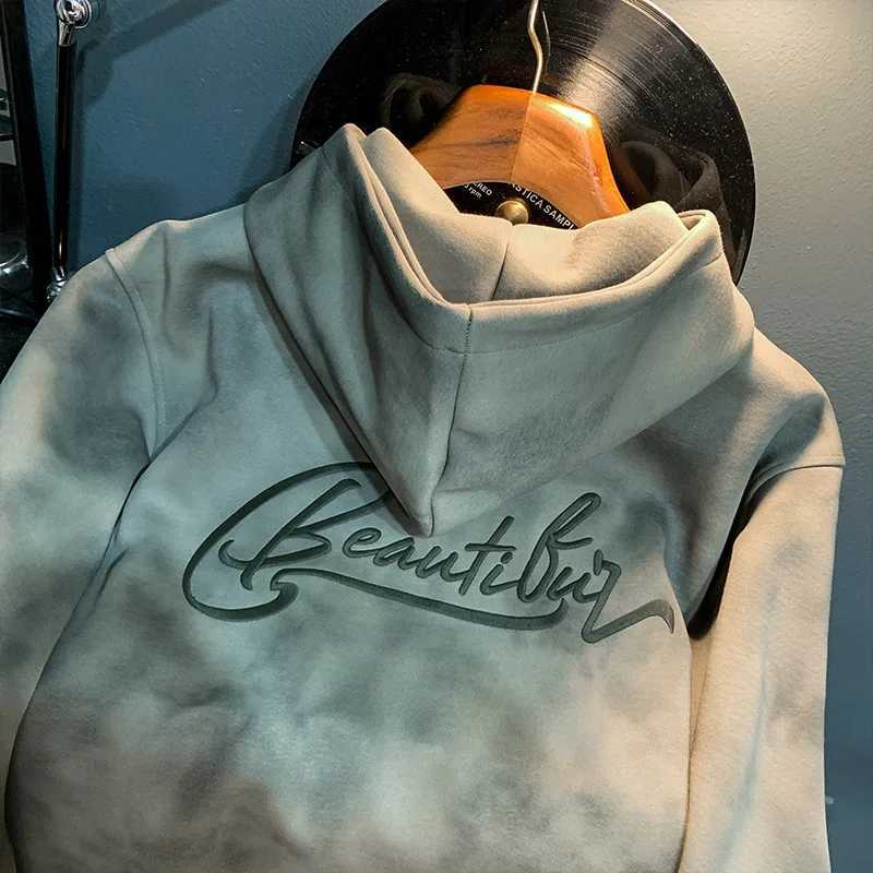 Thick Sweater Mens Autumn and Winter 2024 New Style Fashion Long Sleeve Coat Casual Hooded Embroidery Loose Pullover Top Y250811