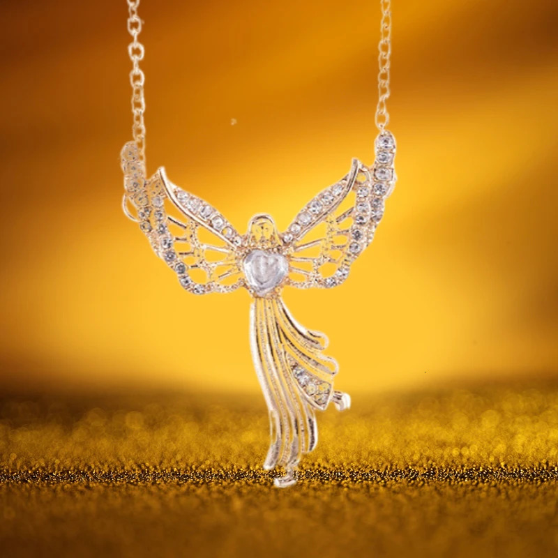 Fashionable Income Angel Wing Necklace Exquisite Angel Beloved Pendant Mothers Day Christmas Party Girl Gift 250807