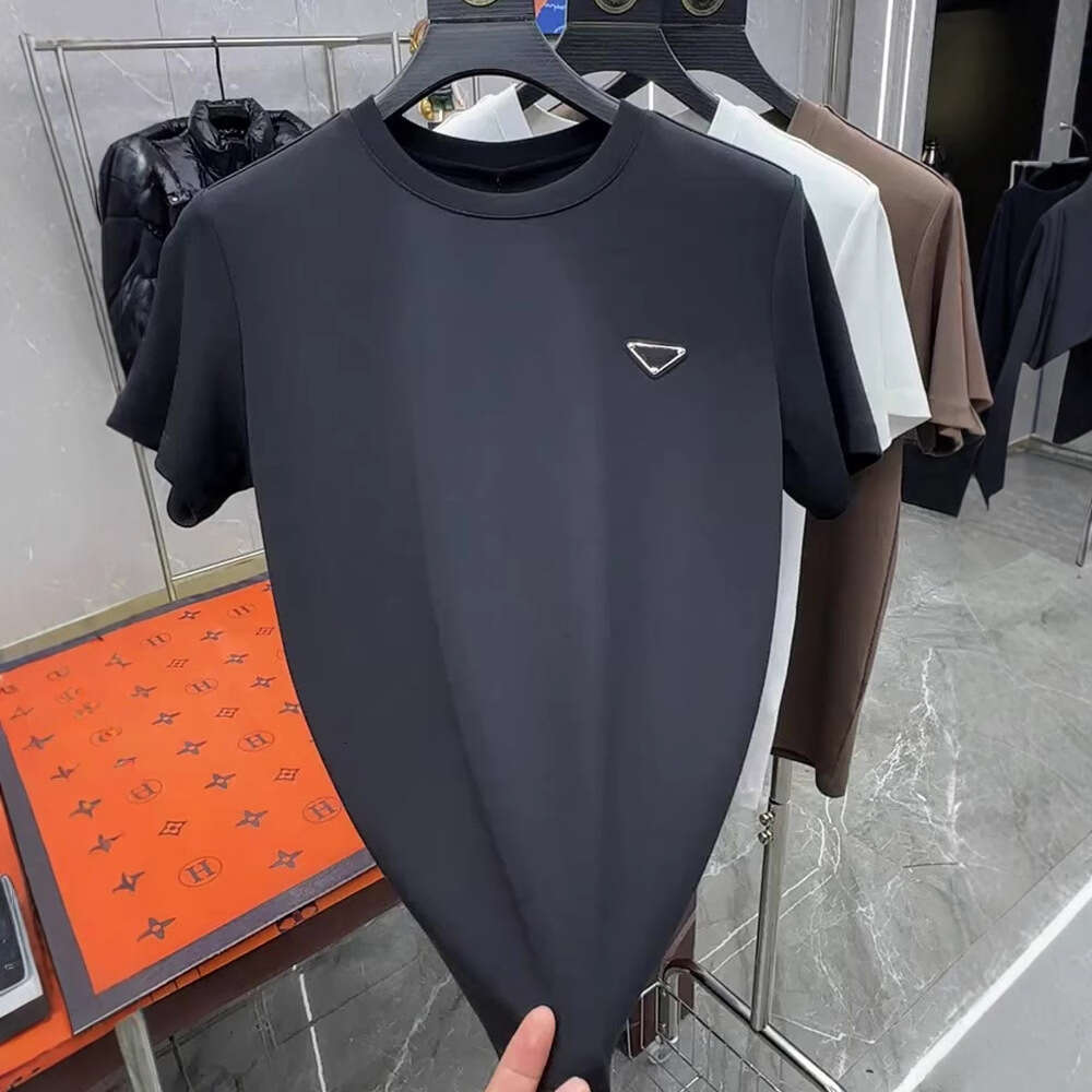 Summer New Luxury European Style Personality Minimalist 3D Small Logo Men's Short Sleeve Round Neck Slim Fit Quality T-Shirt