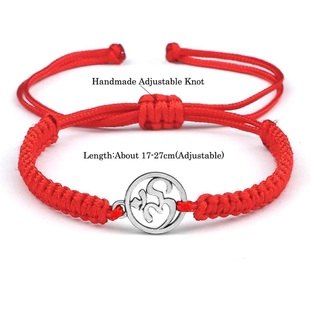 Charm OM Symbol Handmade Braided Rope String Adjustable Red Black Bracelets Women Men Lucky Fashion Jewelry Friend Gift Prayer