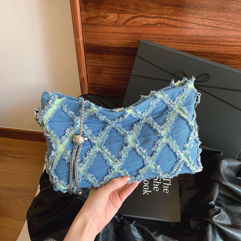 Denim for Women New Fashion Trend Design Handheld Shoulder Crossbody Small Square Bag