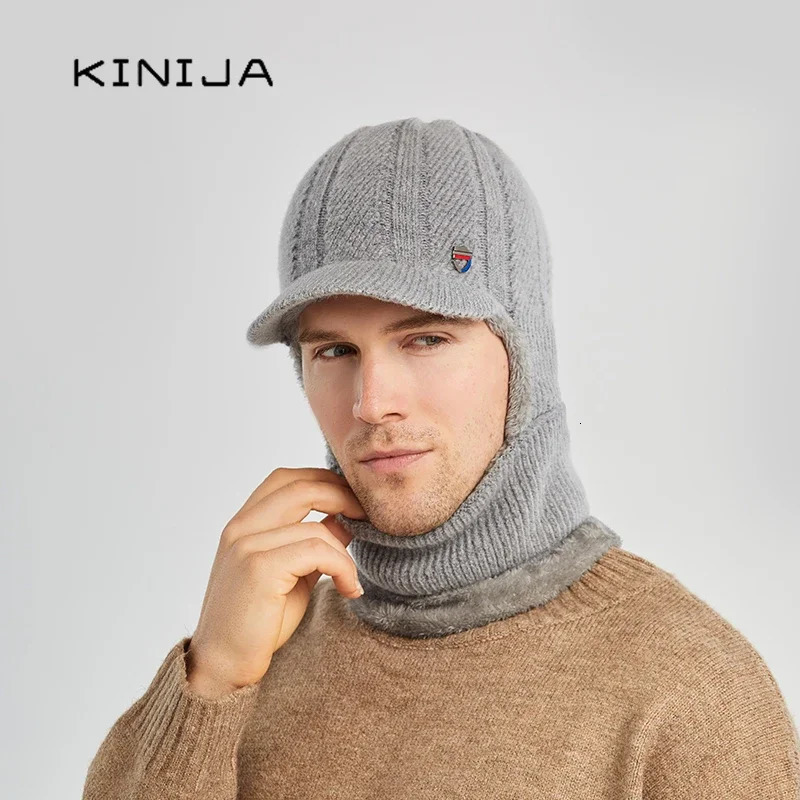 Man Wool Balaclava Knitted Hat Ski Hat Sets Windproof Winter Outdoor Knit Warm Thick One Piece Hat Skullies Beanies Cap Bonnets 250808