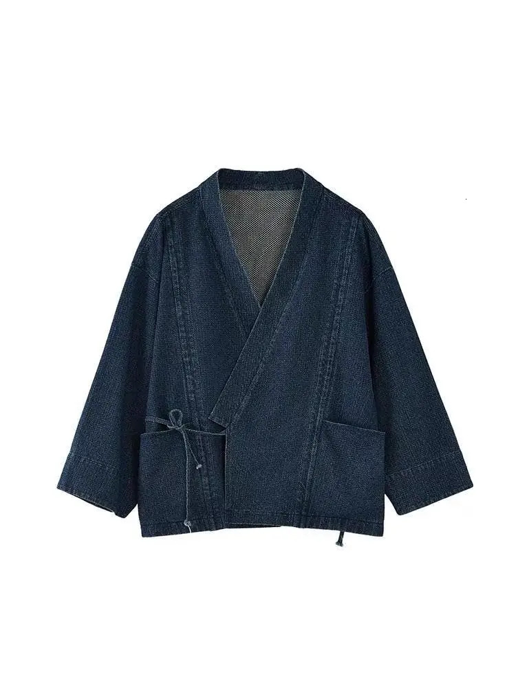 Japanese Vintage Denim Coat Men Women Unisex Oversized Daily Spring Autumn Trendy Jeans Jacket Long Sleeve Cardigan 250811