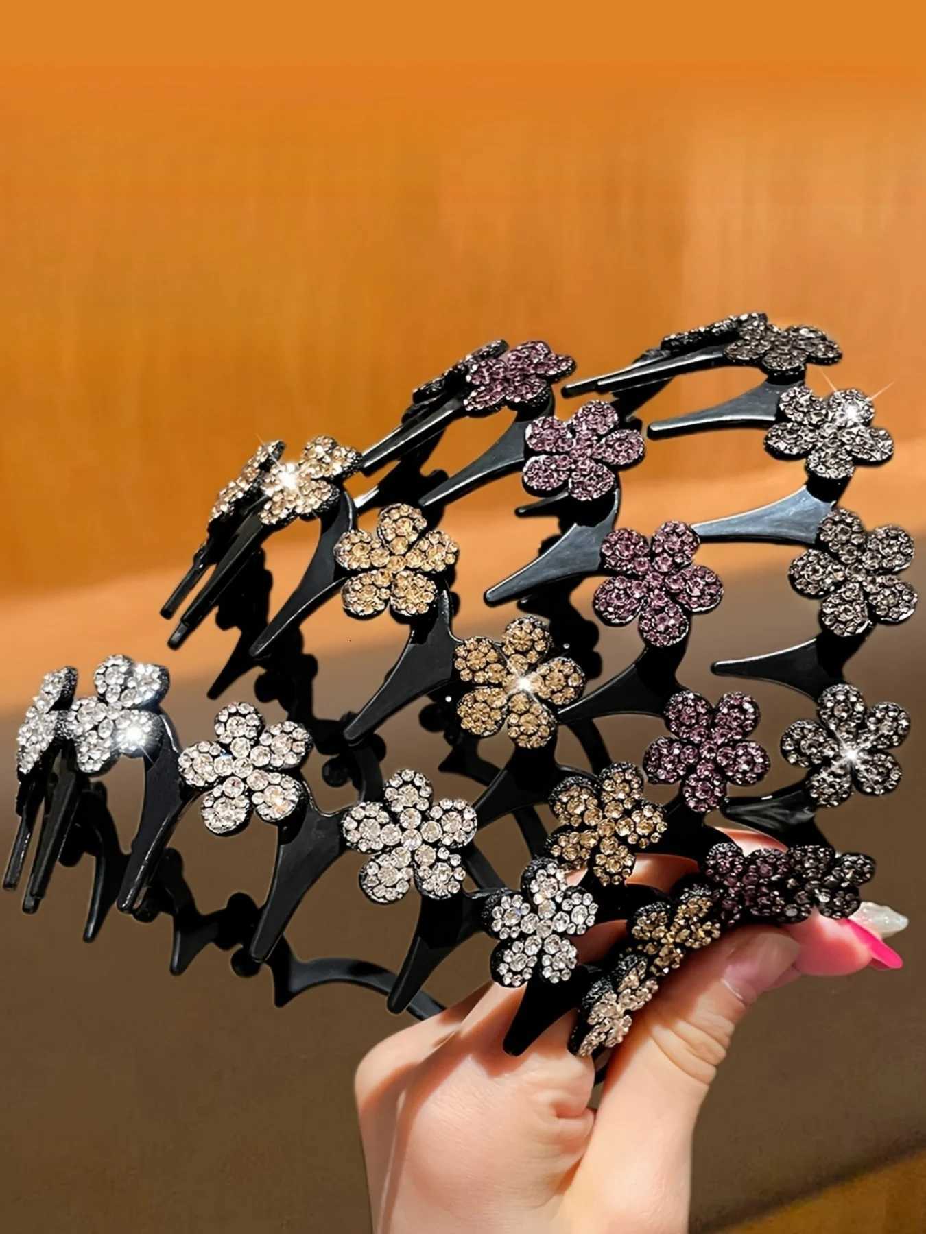 4Pcs Wens Model Fashionable and Gorgeous Rhinestone Inlaid Flower Band Suitable for Parties X250812