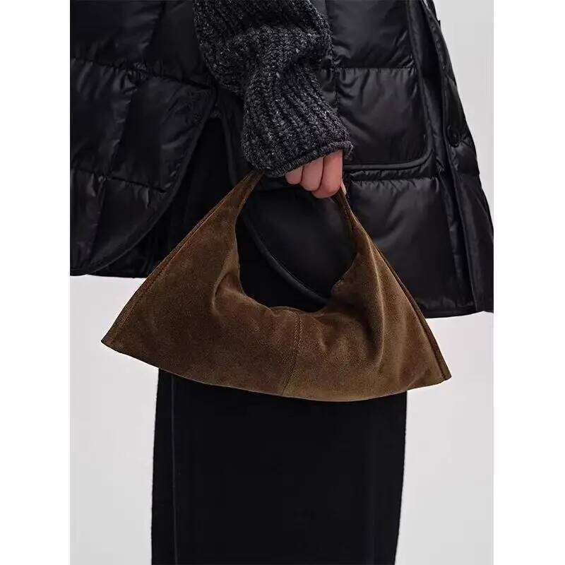 Miyagawa Handle Bag for Women Autumn Winter New Niche Faux Suede Retro Single Shoulder HandbagFashion designer's style