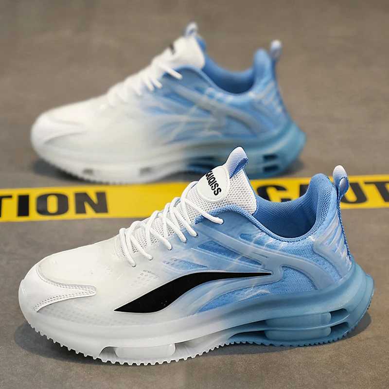 Mens Breathable Sports Shoes - Mesh Breathable Plaid Cushioning Running Shoes for Basketball Tennis and Casual Use Z250812