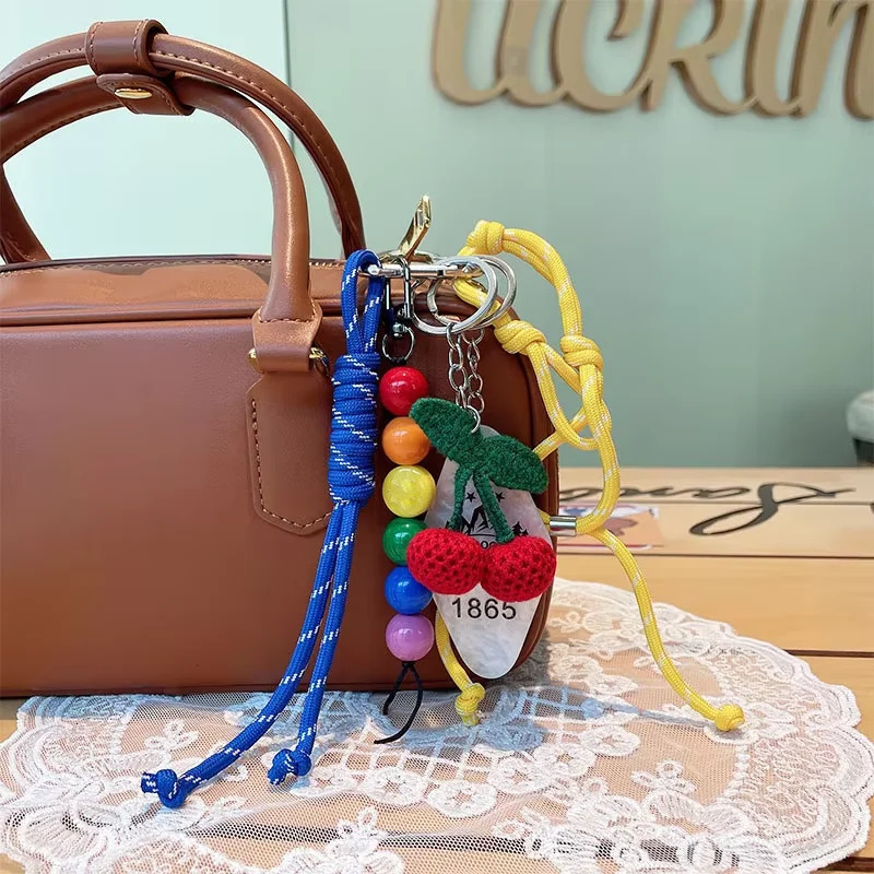 Braided Rope Bag Pendant Keychain Knitting Pendant Ruths Same Style Cherry Pendant Suitable for Phone Bag Accessories 250811
