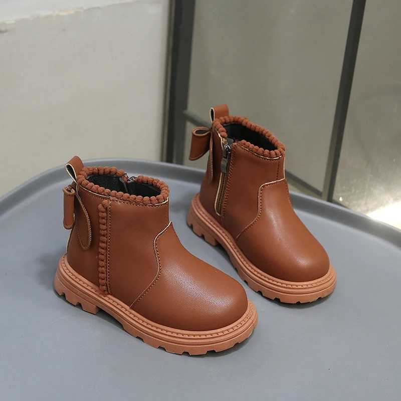 Boys Girls Leather Boots Side Zipper Retro British Style Childrens Fashion Boots 2025 Winter Kids Ankle Boots XJ250812