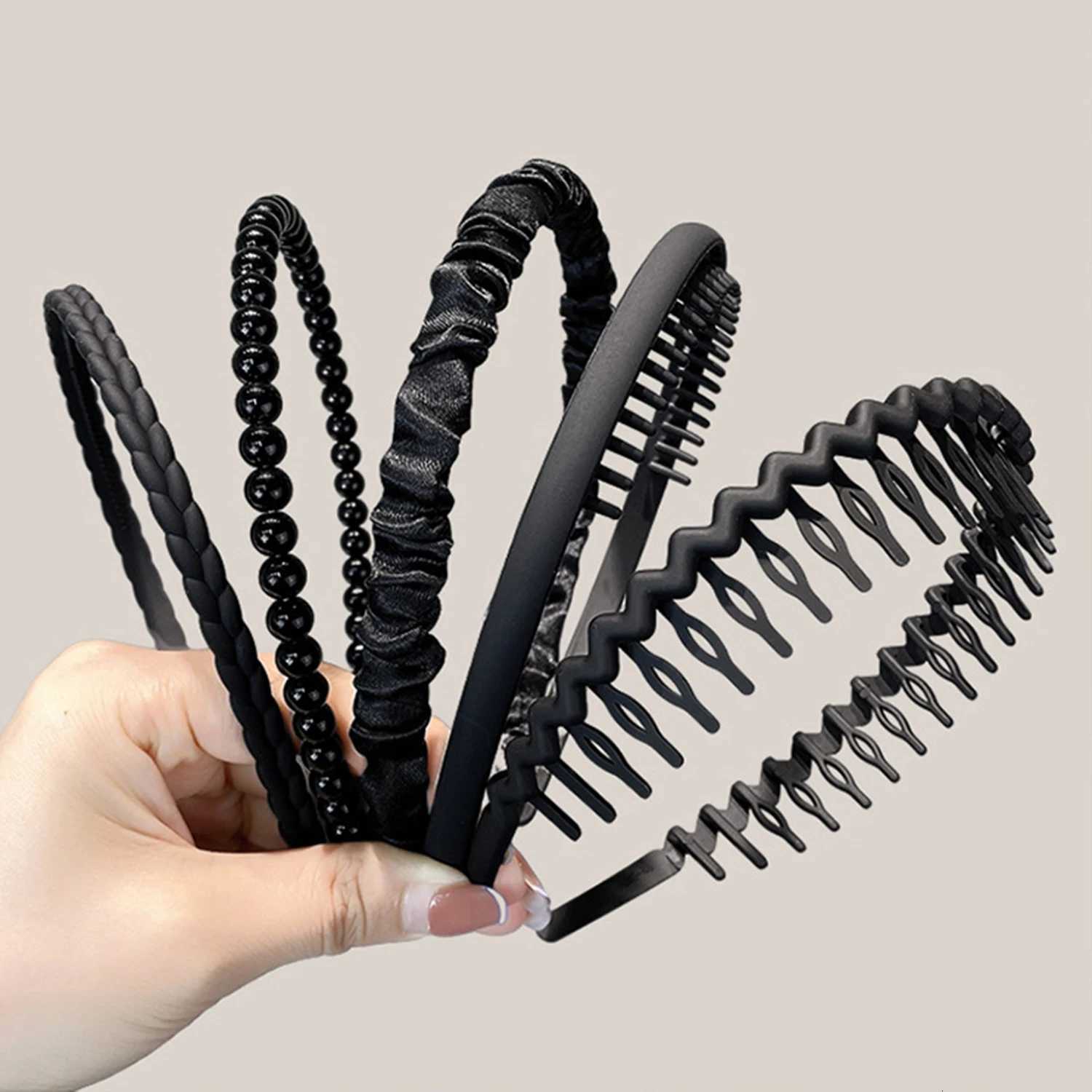 Unisex Wavy Spring Hair Hoop Black Non Slip Outdoor Sports Bands For Men Simple Hairband Face Washing Dress X250812