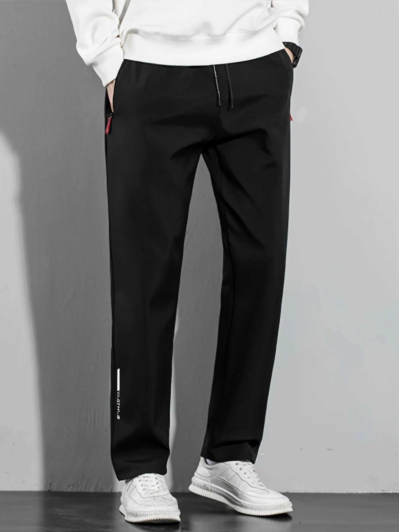 2025 Mens Casual Straight Pants Stretch Elastic Waist Jogger Korean Classic Blue Black Gray Male Brand Trousers Plus Size W250812