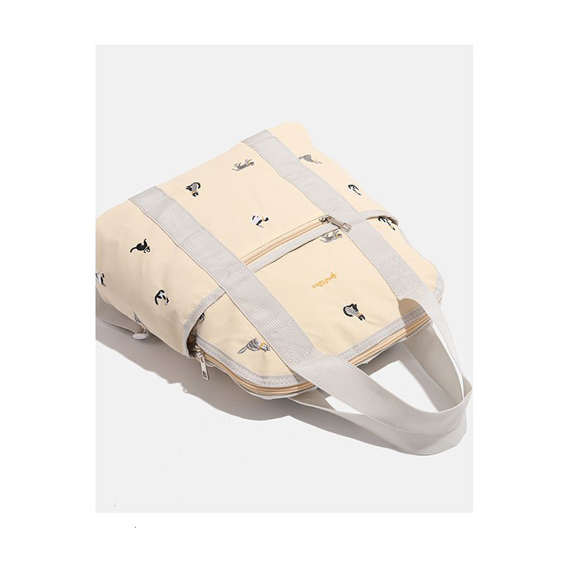 Large Capacity Lightweight Travel Commuter School Fashion Handheld Mother Baby Mommy Bag Cat Embroidery Backpack for Women