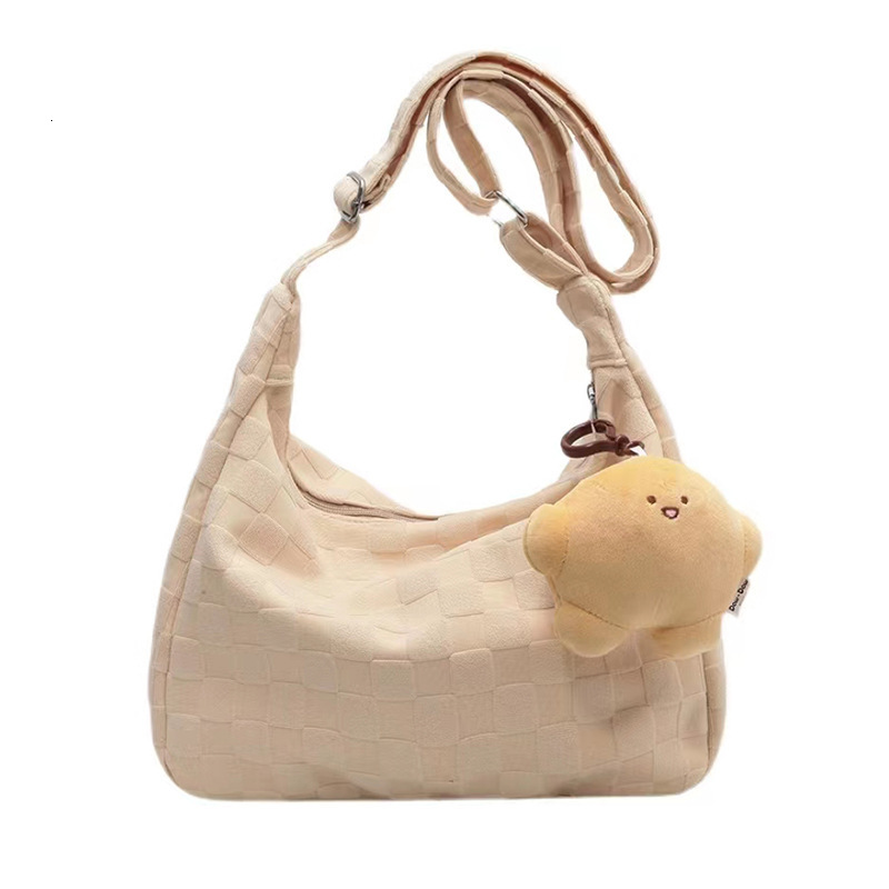 Ins Style Large Capacity Canvas Women Korean Version Literary Single Shoulder Handheld Tote for Female College Students Class Crossbody Bag