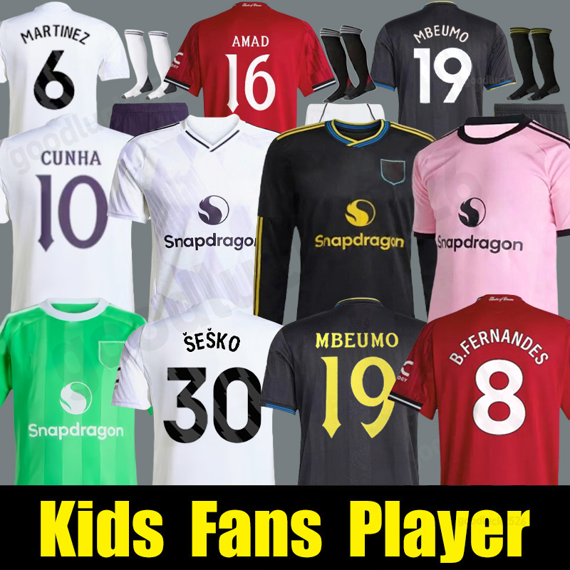 2025 AMAD CUNHA DE LIGT HOJLUND MAINOO MOUNT football shirt Soccer Jersey Pre match 2025 2026 MARTINEZ CASEMIRO FERNANDES 24 25 26 men kids kit set FANS Player YORO