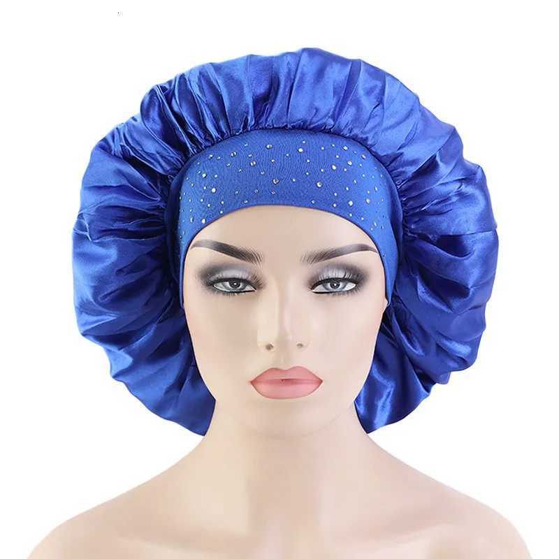 Big Size Beauty Satin Bonnet for Women Pure Color Sleep Night Cap Head Cover Turban African Headwear Bandanas Headwrap XJ250812