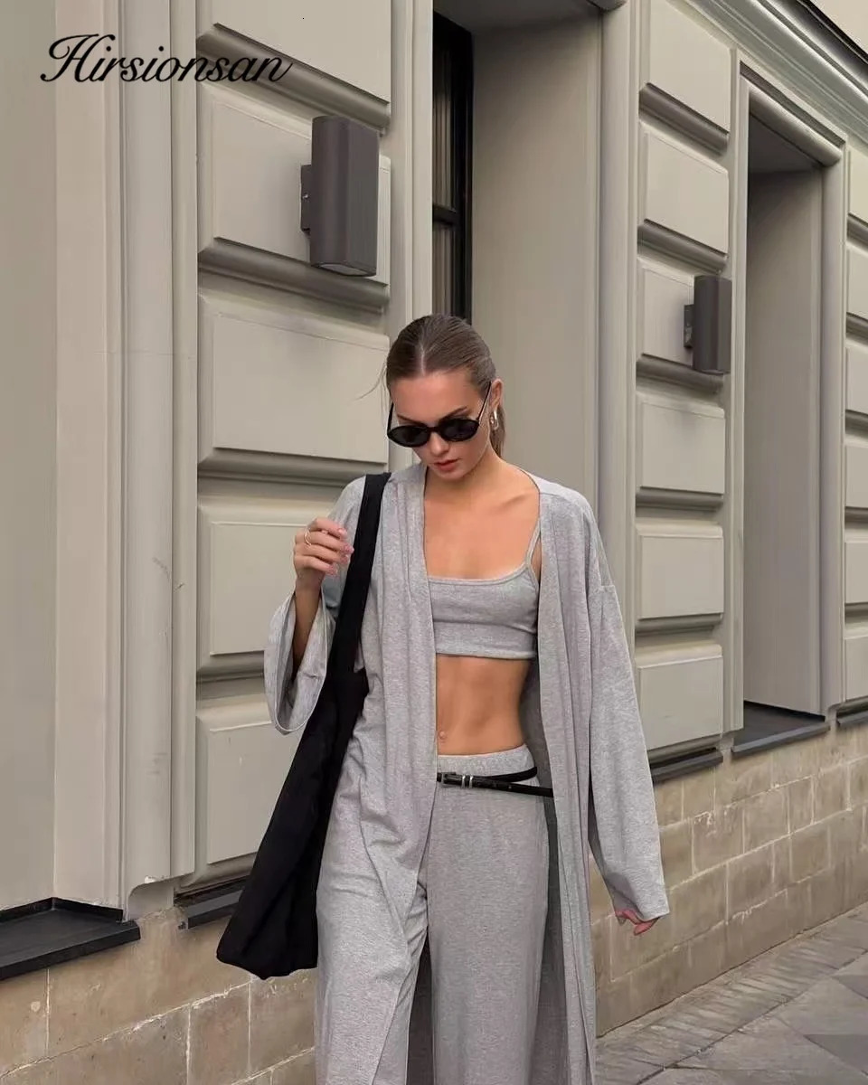 Hirsionsan Modal Soft Loose Sets Women Casual Three Pieces Long Sleeve Cardigan High Waist Pants Vest Outfits Tracksuit 2025 250811