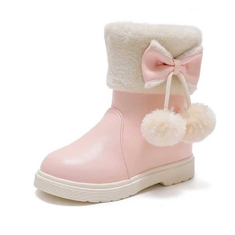 Fashion Girls Snow Boots Winter Children Warm Plush Princess Short Boots Student Outdoor Soft Bottom Non-slip Kids Boots J382 XJ250812