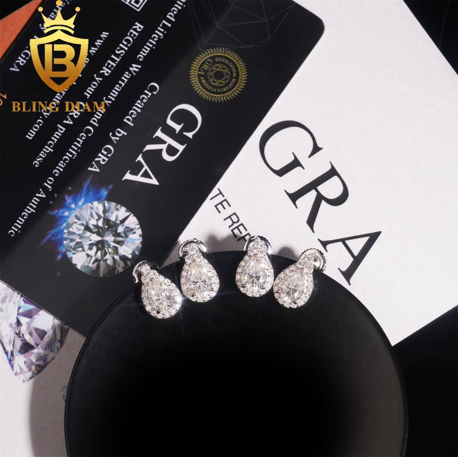 Women Jewelry 925 Sterling Silver Pear Shape Drop Earrings Studs Necklace Set Vvs Moissanite Lab Grown Diamond